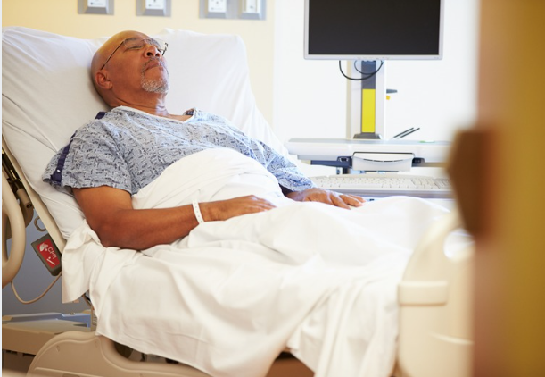 Man in a hospital bed